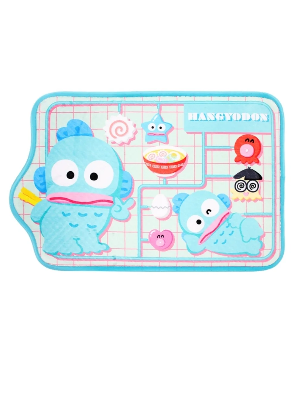 Sanrio Hangyodon Ramen themed Floor Mat Blue